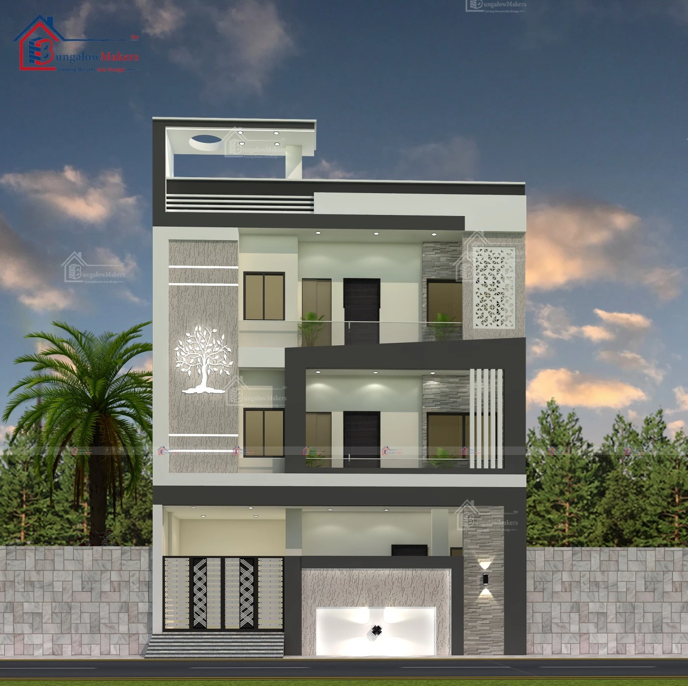30x50 House Designs - 1500 sqft Home Elevation Design - 30*50 House Front Design