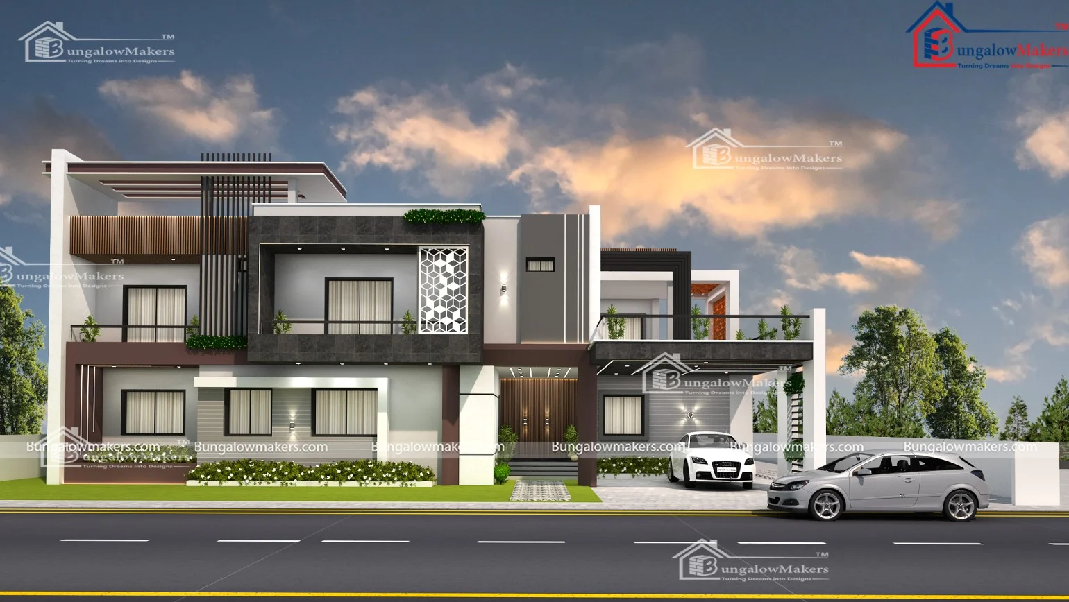 100x100 House Designs - 10000 sqft Home Elevation Design - 100*100 House Front Design