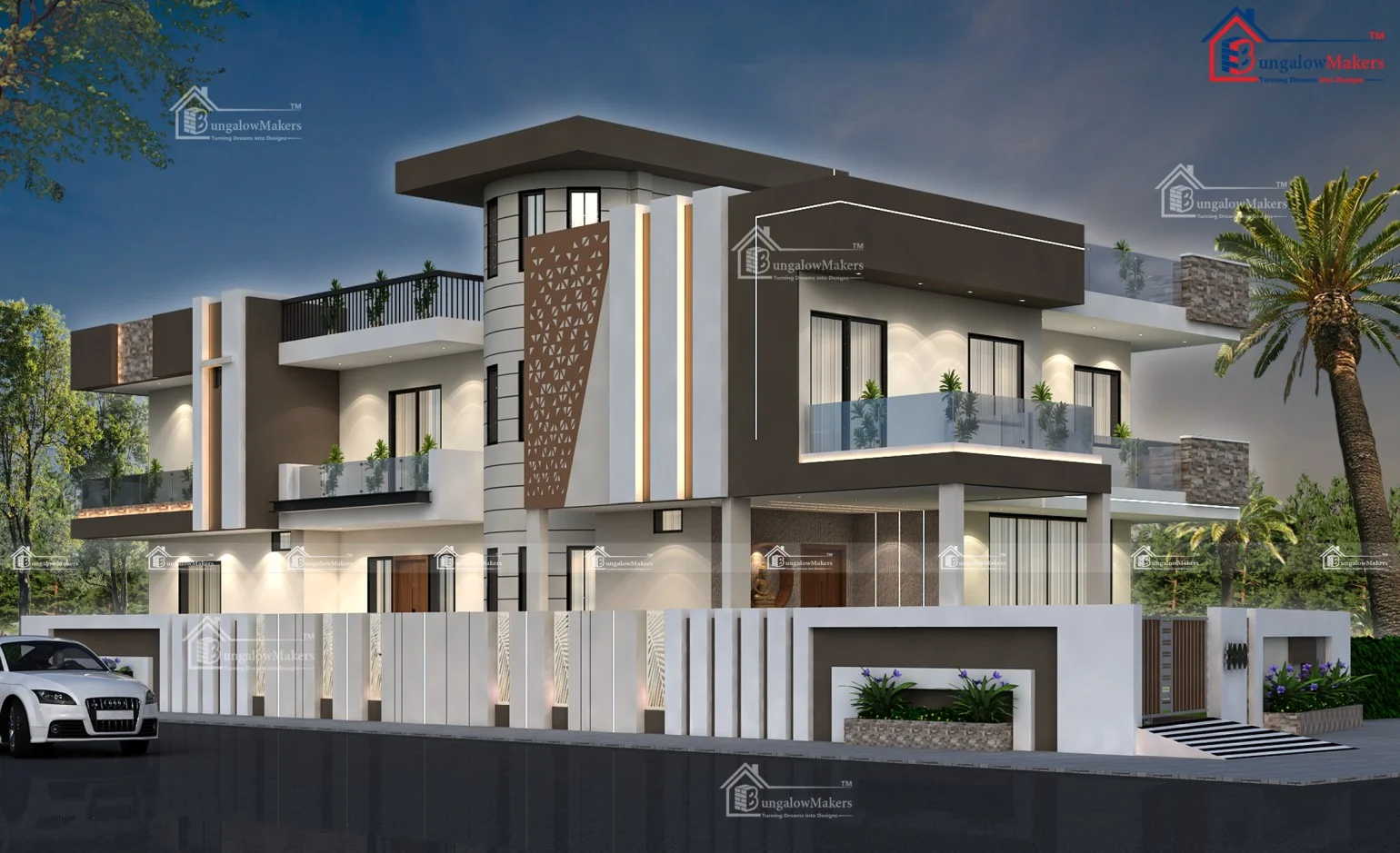 42x85 House Designs - 3570 sqft Home Elevation Design - 42*85 House Front Design