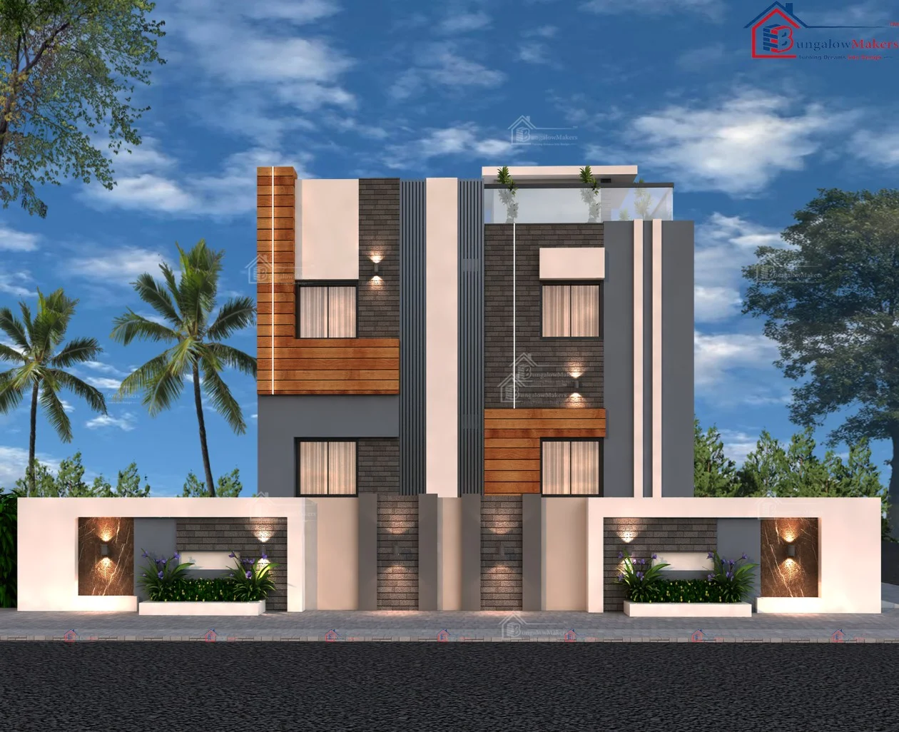 50x25 House Designs - 1250 sqft Home Elevation Design - 50*25 House Front Design