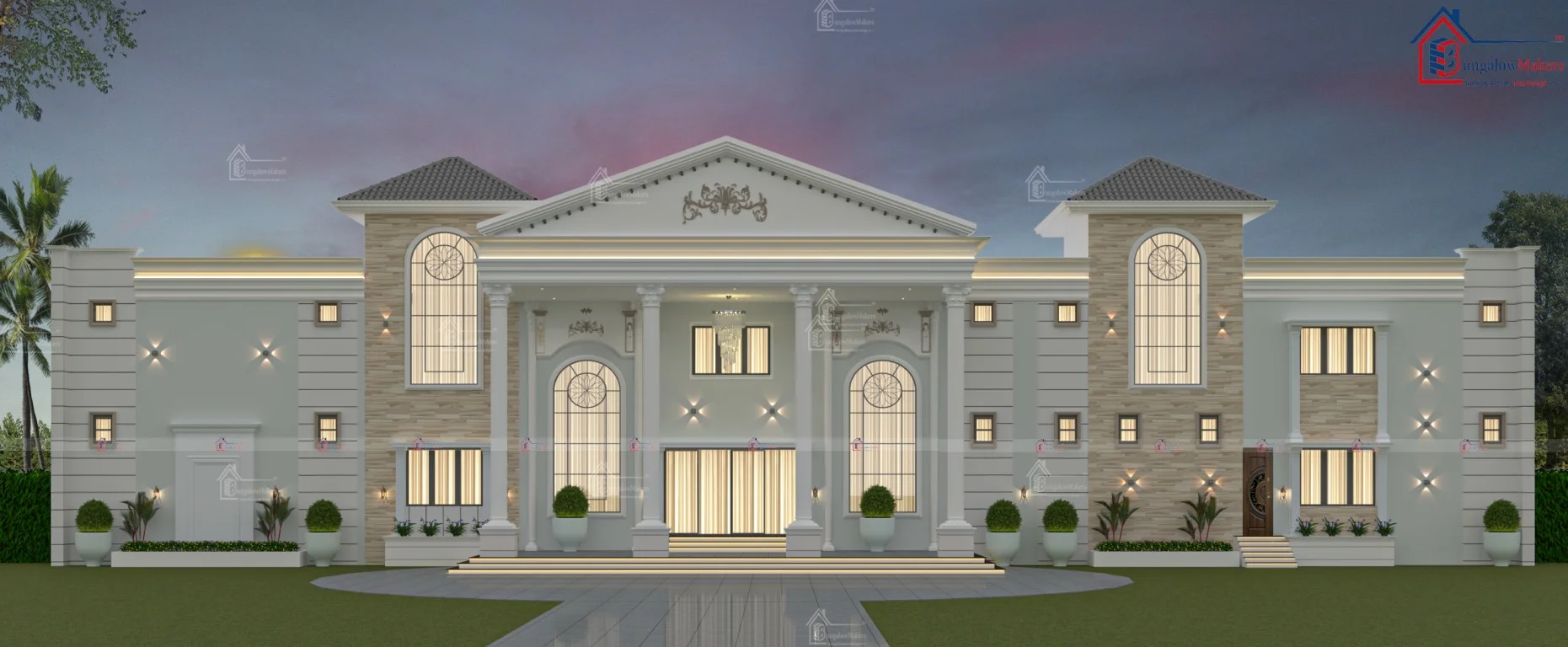 150x75 Marriage Hall Elevations and Designs - 11,250 sqft Marriage Hall Plans and Elevation