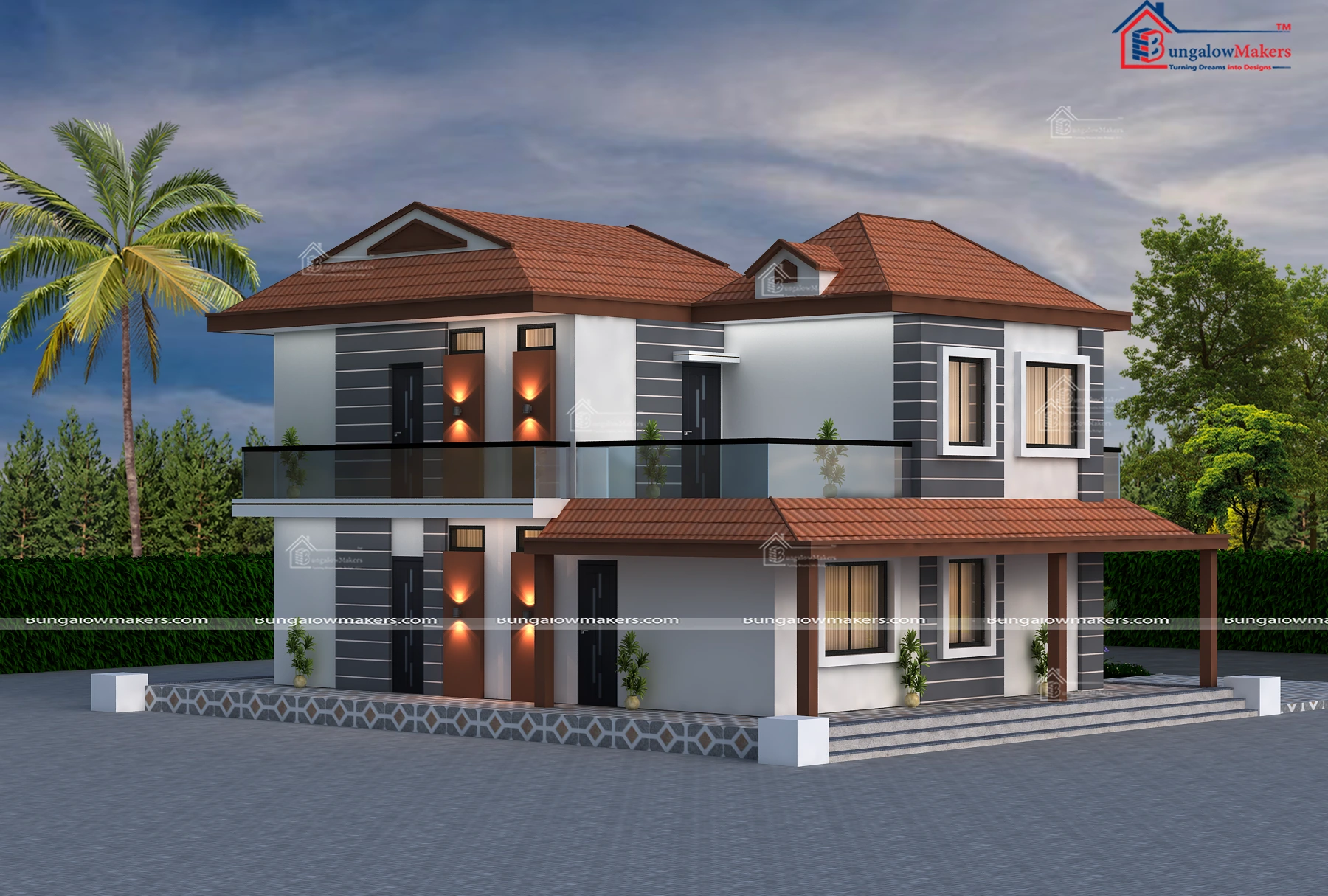 40x30 Kerala House Designs - 1200 sqft Home Elevation Design - 40*30 House Front Design