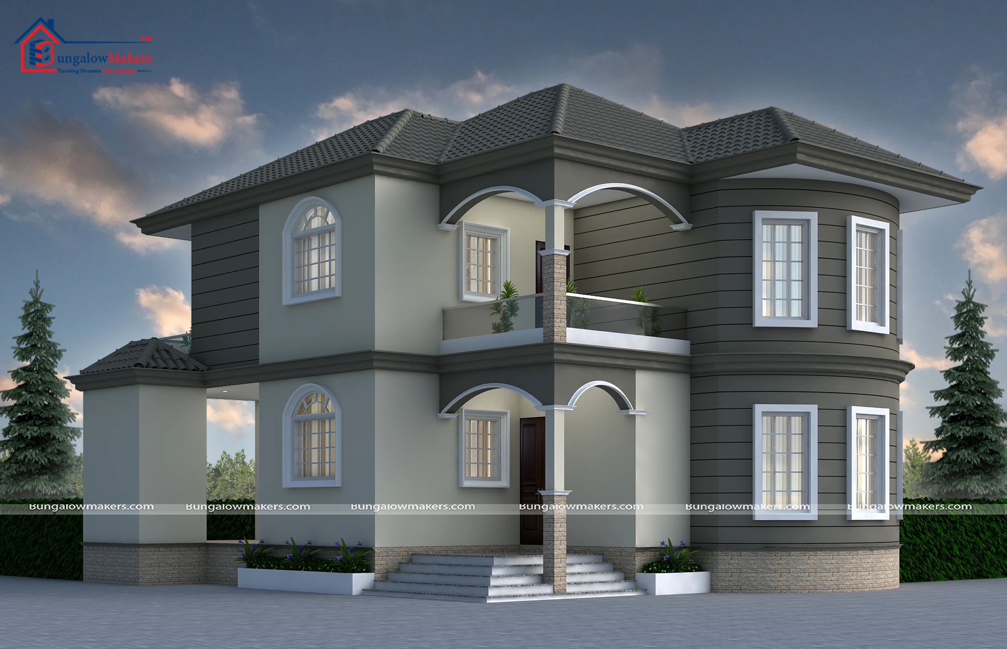32x46 Kerala House Designs - 1472 sqft Home Elevation Design - 32*46 House Front Design